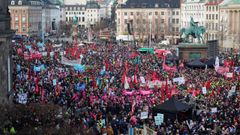 Manifestaci�n multitudinaria en el centro de Copenhague.