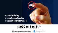Cartel de la campa�a del Principado contra el acoso escolar: #STOPAcosoEscolar