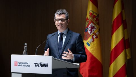 El ministro de la Presidencia Justicia y Relaciones con las Cortes, Flix Bolaos, ayer, durante un acto en Barcelona.