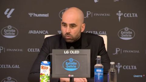 Claudio Gir�ldez, durante la rueda de prensa posterior al Celta-Madrid.