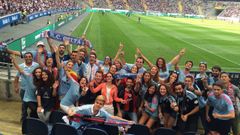 Grupo de celtistas, en el amistoso del verano pasado frente al Eintracht