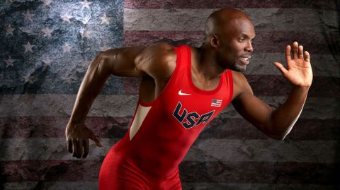 El sprinter Lashawn Merritt posa durante el reportaje  