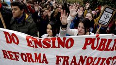 Manifestaci�n de los estudiantes por las calles de Santiago contra la Lomce