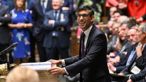 El primer ministro brit�nico, Rishi Sunak, en la sesi�n de control al Gobierno de este jueves.