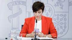 Isabel Rodrguez, portavoz del Gobierno, durante la rueda de prensa posterior a un Consejo de Ministros