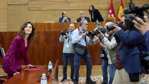 La presidenta de la Comunidad de Madrid, Isabel Daz Ayuso, durante el pleno de la Asamblea dehace unas semanas