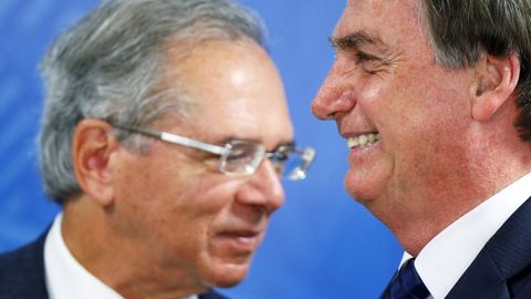 El ministro brasile�o de Econom�a, Paulo Guedes, y el presidente Jair Bolsonaro