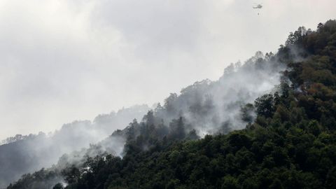 Incendio este lunes en las inmediaciones de Caunedo, en el parque Natural de Somiedo