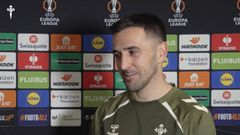 El jugador del Celta Mat�as Vecino, tras el Celta-PAOK de este jueves en Bala�dos.