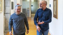 Luis Menor, con el alcalde de Maside.