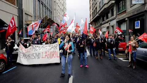 Manifestaci�n de trabajadoes de Extel-Atento