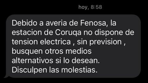 Mensaje que envi esta maana Renfe a los usuarios