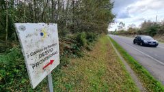 Tramo peligroso del Camino Primitivo en la N-530 en el municipio de Lugo