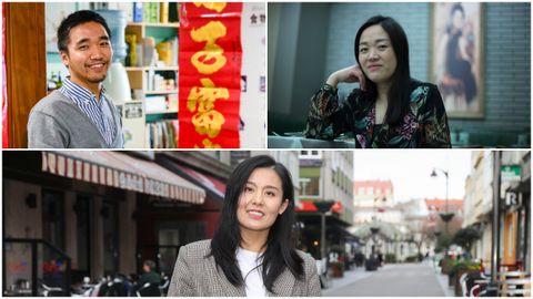 Peile Lin, profesor de la Escuela de Idiomas de Ourense, arriba a la izquierda. Fan Fan, gerente de varios negocios de hostelería en A Coruña, arriba a la derecha. Abajo, Xiao Hong Xu, profesora de yoga y pilates en Carballo