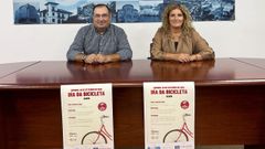 El concejal de Deportes y la alcaldesa de Nar�, ayer en la presentaci�n