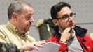 Rubn Abal (derecha), junto a Francisco Vzquez Rogel en una asamblea del Arousa en diciembre del 2019