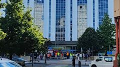 Simulacro de incendio en el edificio administrativo de Monelos