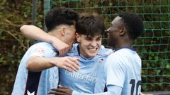 Hugo P�rez anot� uno de los goles del Celta Juvenil A ante el Pontevedra en Divisi�n de Honor.