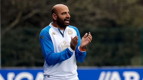 Manuel Pablo, durante un partido del Fabril de la pasada temporada.