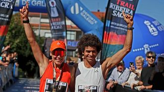 Yasmina Castro y Alejandro Mayor, en la meta del Trail Ribeira Sacra la pasada edici�n
