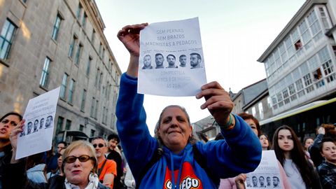 Protesta en las calles de Santiago de Compostela