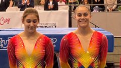 Gloria Verdejo y Melania Rodr�guez, en la final de Sincronismo de la Copa del Mundo
