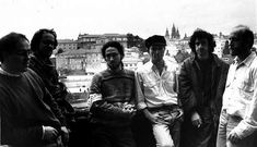 Os integrantes da formaci�n, entre eles os finados Are�n e Morais, no ano 1994, en Compostela.