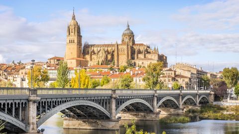 Vista de la catedral de Salamanca desde el ro Tormes.