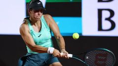 J�ssica Bouzas, no seu duelo con Karolina Pliskova no WTA 1.000 de Roma.