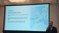 El b�lgaro Gueorgui Iavorov Popov, empresario de Fly2Galicia, exponiendo su proyecto a agencias y turoperadores en Santiago