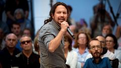 Pablo Iglesias, en un acto de precampa�a en Madrid