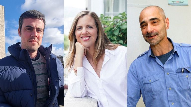 Os escritores Xurxo Mart�nez, Patricia S�nchez Abeal e Antol�n Alc�ntara �lvarez