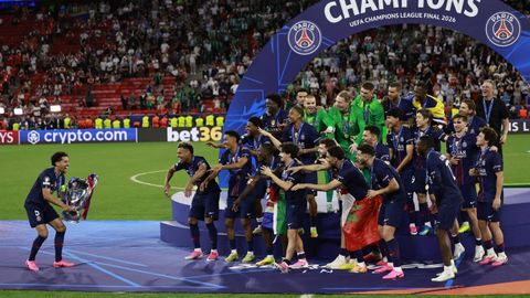 Los jugadores del PSG, celebrando la Liga de Campeones