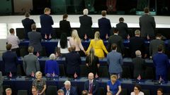 Diputados pro Brexit y anti Brexit se manifiestan en la inauguraci�n del reci�n elegido Parlamento Europeo
