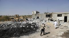 Restos de un bombardeo ruso en la ciudad siria de Idlib