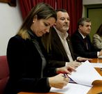 Lara M�ndez, Carlos Armesto y Jos� Manuel Rodr�guez, en la reuni�n.