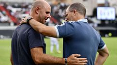 El entrenador del Celta Fortuna, Fredi �lvarez, y el del Ceuta, Jos� Juan Romero
