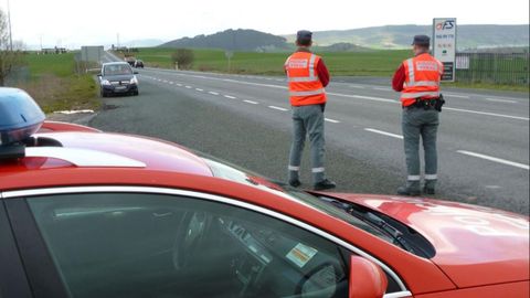 Agentes de la Policia Foral de Navarra durante un control, en una imagen de archivo.