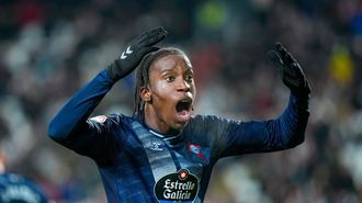 El futbolista del Celta Ilaix Moriba, celebrando un gol del equipo esta temporada.