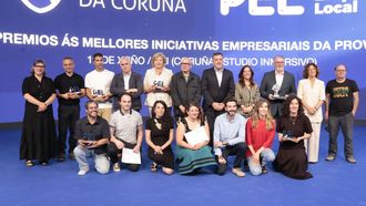 Fotograf�a de todos los premiados en la gala celebrada en el Coru�a Immersive Studio.