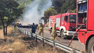 Imagen de uno de los dos helic&oacute;pteros accidentados en Grecia