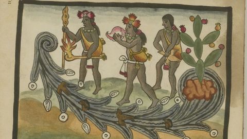 Pintura a la acuarela del Manuscrito Tovar o C�dice Ram�rez, atribuido al jesuita mexicano Juan Hip�lito de Tovar (1543-1623)