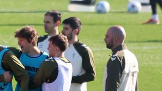 Claudio Gir�ldez, durante el entrenamiento del Celta de este s�bado.