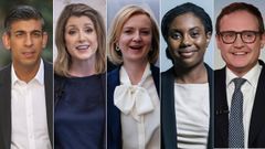 Rishi Sunak, Penny Mordaunt, Liz Truss, Kemi Badenoch y Tom Tugendhat