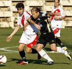 Aitor, en un lance del encuentro ante el Rayo B.
