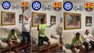 Reacciones de Jorge Lara y su padre en el saln de su casa.