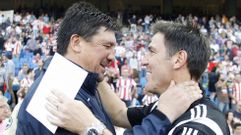 Burgos y Berizzo se saludaron afectuosamente en su reencuentro en el Vicente Calder�n.