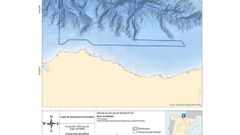 Caones de Capbretn, espacio marino protegido que el Ministerio para la Transicin Ecolgica propona crear en el Cantbrico, frente a la costa vasca, como puede verse en el mapa inferior derecho de la ilustracin