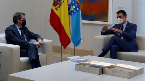 Feijoo y Snchez, en una reunin conjunta en enero del 2021 en la que debatieron las medidas necesarias para hacer frente al coronavirus