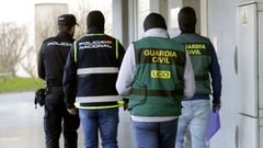 Agentes de Polic�a Nacional y de la Guardia Civil, en un operativo realizado el pasado a�o.